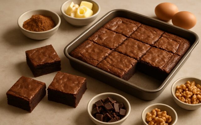 طرز تهیه براونی خانگی مرحله‌به‌مرحله؛ از بافت فاجی تا برش تمیز